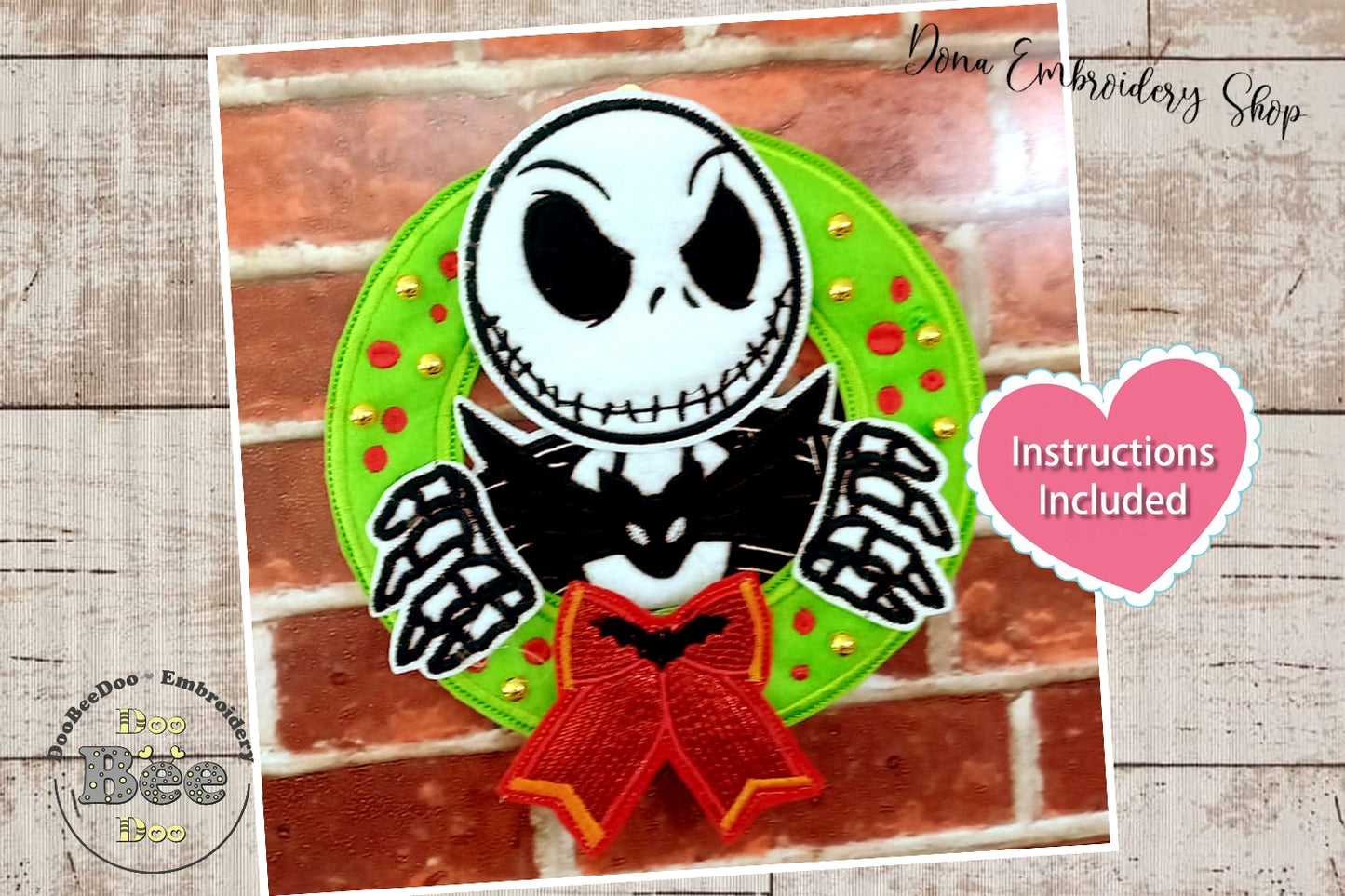 Jack Skellington Wreath - ITH Project - Machine Embroidery Design