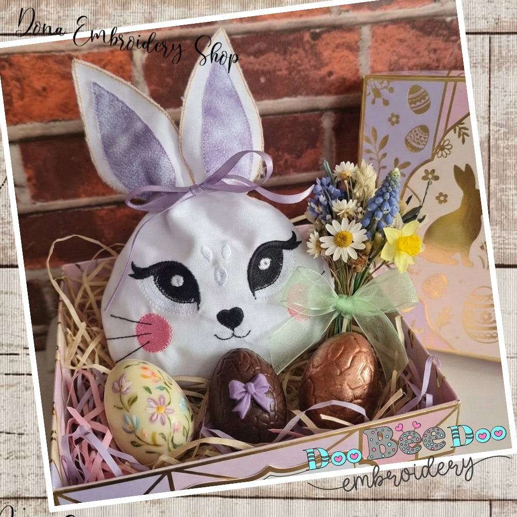 Cute Lilac Bunny Candy Bag   - ITH Project - Machine Embroidery Design