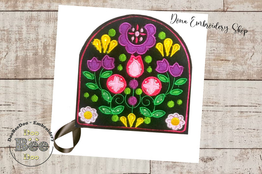 Folk Flowers Hot Pot Rest - ITH Project - Machine Embroidery Design