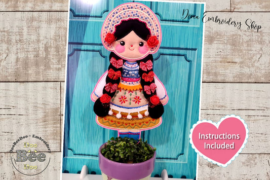 Folk Spring Doll - ITH Project - Machine Embroidery Design