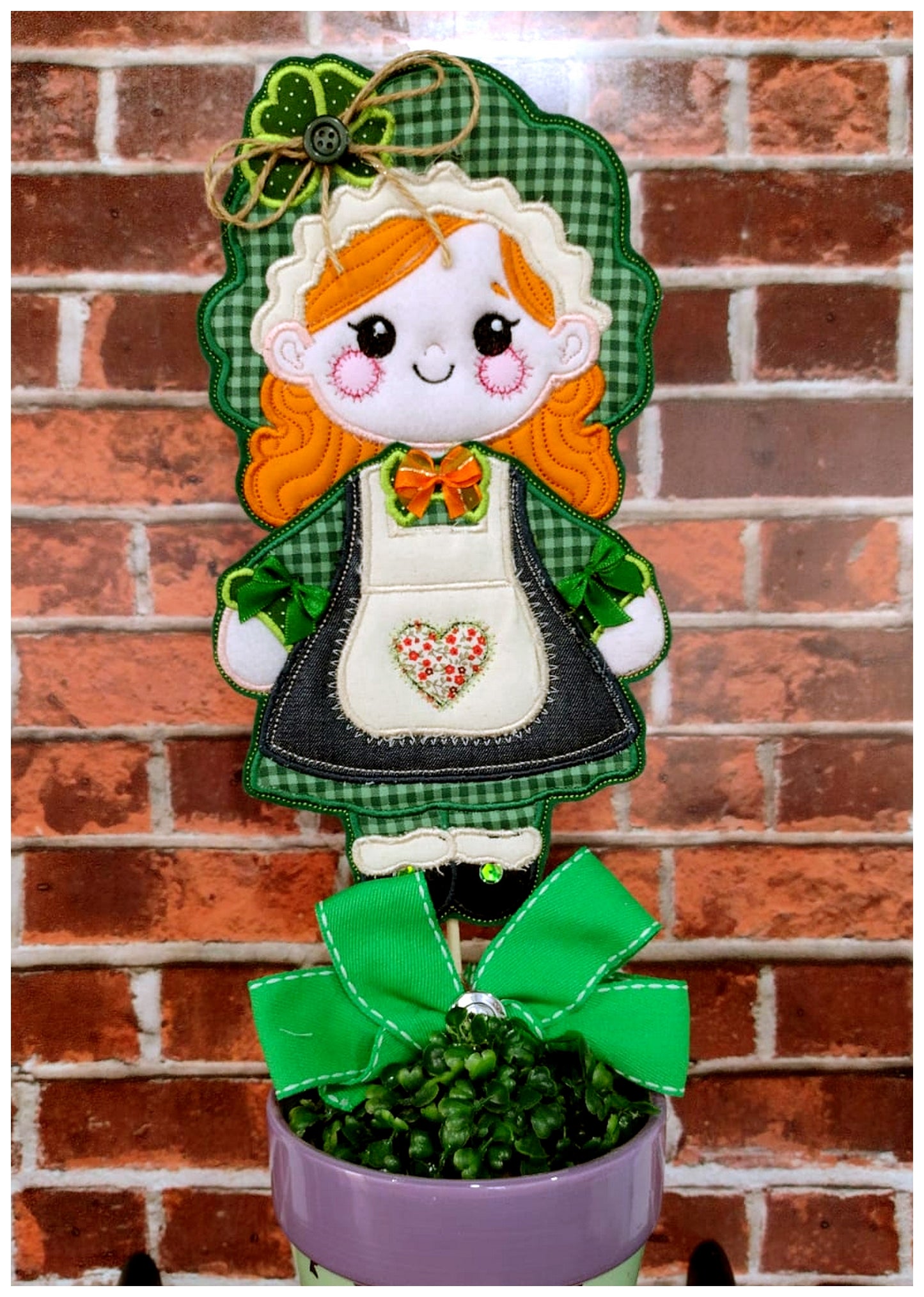 Leprechaun Girl Ornament - ITH Project - Machine Embroidery Design