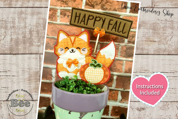 Happy Fall Cat Ornament - ITH Project - Machine Embroidery Design