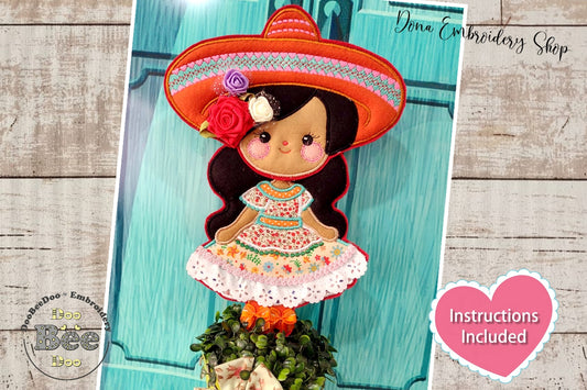 Mexican Spring Doll - ITH Project - Machine Embroidery Design