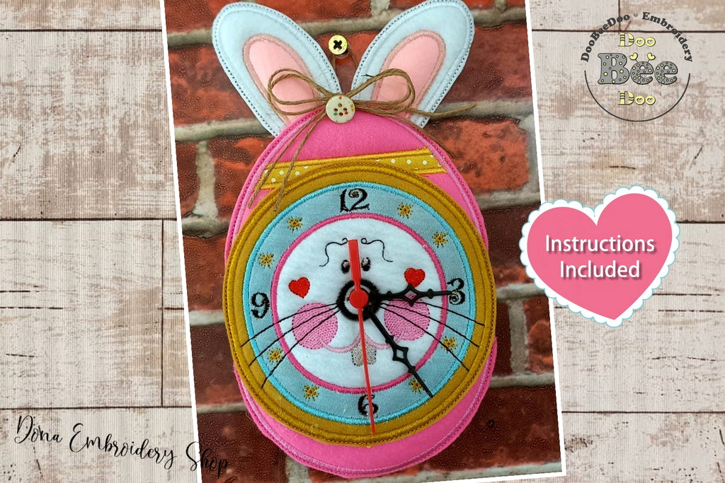 Bunny Clock Ornament - ITH Project - Machine Embroidery Design