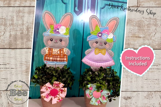 Farm Bunnies Set of 2 Designs - ITH Project - Machine Embroidery Design