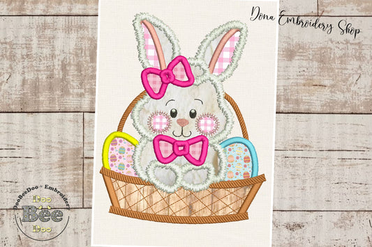 Cute Bunny inside the basket - Applique