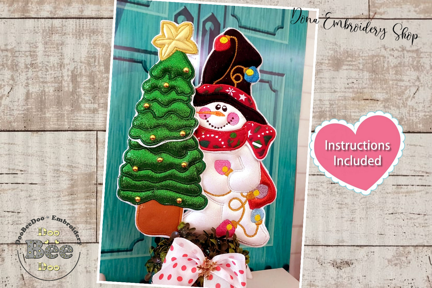 Snowman and Christmas Tree - ITH Project - Machine Embroidery Design