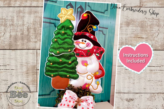 Snowman and Christmas Tree - ITH Project - Machine Embroidery Design