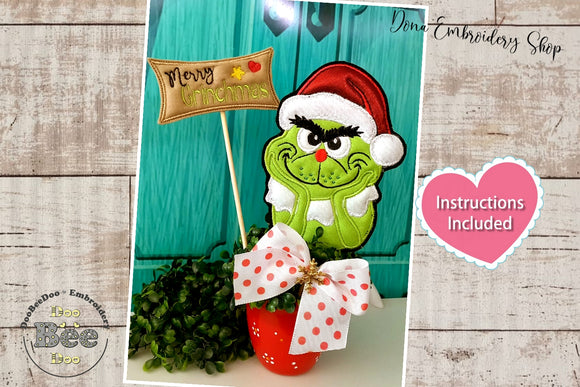 Merry Grinchmas Ornament - ITH Project - Machine Embroidery Design