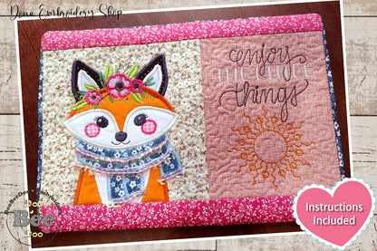 Boho Fox Mug Rug - ITH Project - Machine Embroidery Design