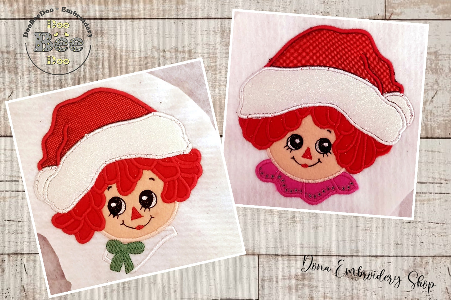 Christmas Raggedy Ann and Andy - Applique