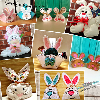 12 Bunny Bags & Baskets Designs Bundle - ITH Project - Machine Embroidery Design
