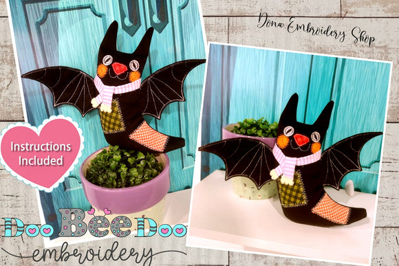 Bat Stuffie - ITH Project - Machine Embroidery Design