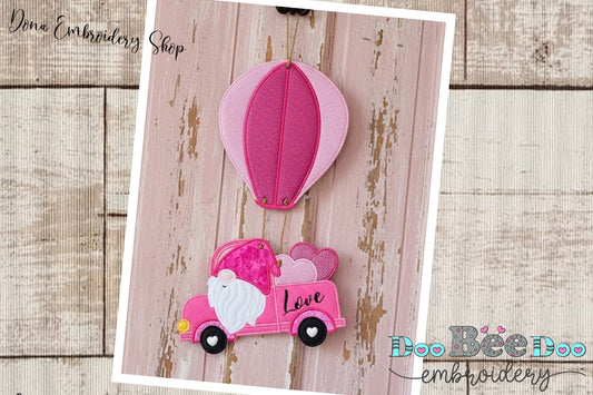 Love Truck Gnome Ornament - ITH Project - Machine Embroidery Design