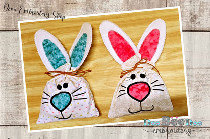 Cute Bunny boy and girl Candy Bag - Set of 2 Designs - ITH Project - Machine Embroidery Design