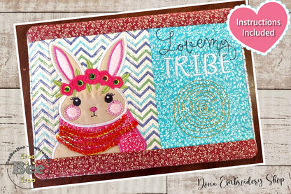 Boho Bunny Mug Rug - ITH Project - Machine Embroidery Design
