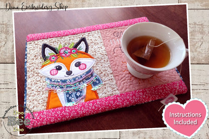 Boho Fox Mug Rug - ITH Project - Machine Embroidery Design