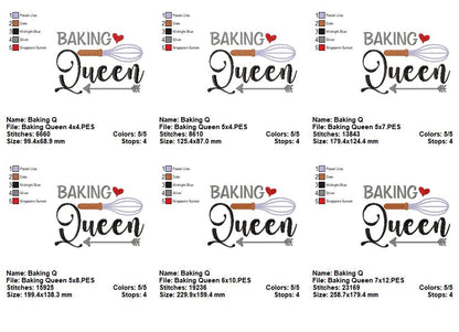 Baking Queen - Fill Stitch - Machine Embroidery Design