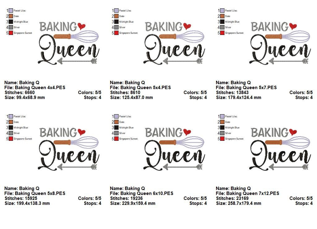 Baking Queen - Fill Stitch - Machine Embroidery Design