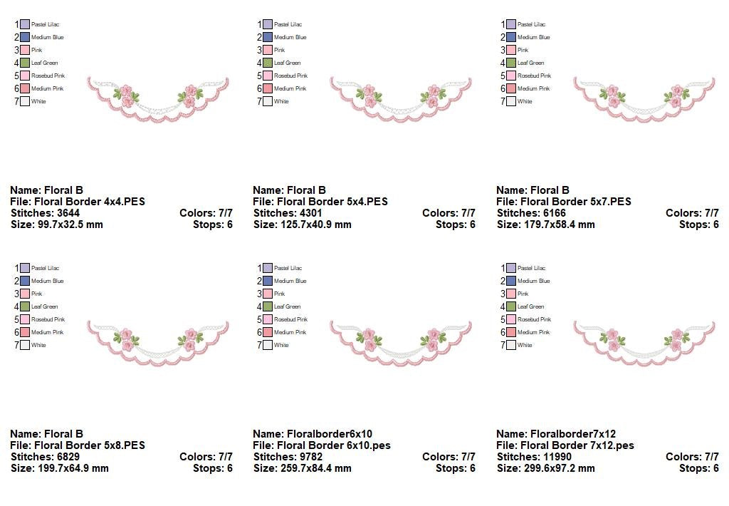 Flowers Delicate Border - Fill Stitch - Machine Embroidery Design