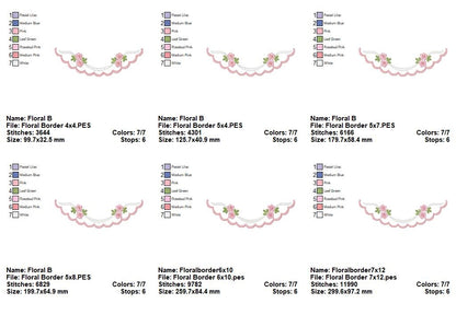 Flowers Delicate Border - Fill Stitch - Machine Embroidery Design