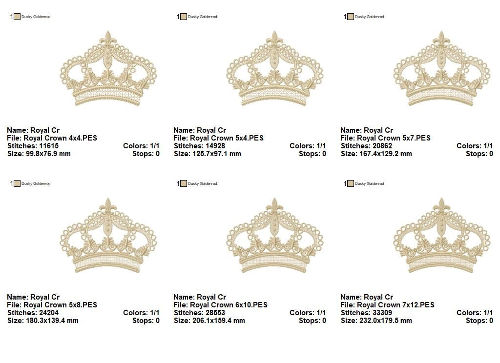 Queen Royal Crown - Fill Stitch - Machine Embroidery Design