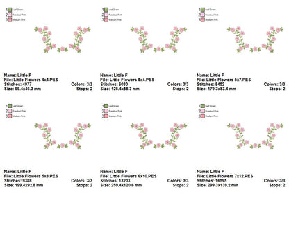 Little Flowers Floral Frame - Fill Stitch - Machine Embroidery design