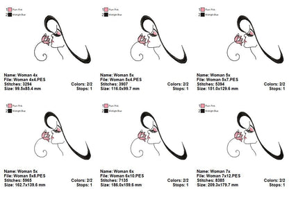 Girl with Flower - Fill Stitch - Machine Embroidery Design