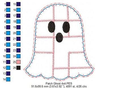 Sweet Patchwork Ghost – Applique – Machine Embroidery Design