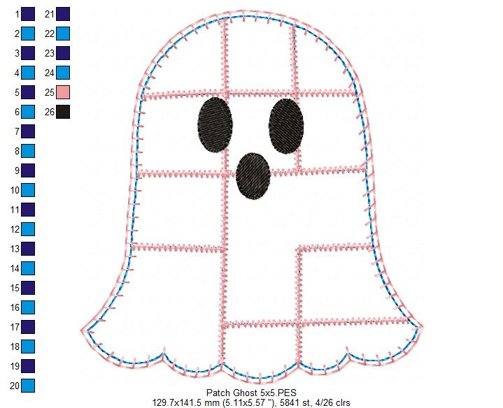 Sweet Patchwork Ghost – Applique – Machine Embroidery Design
