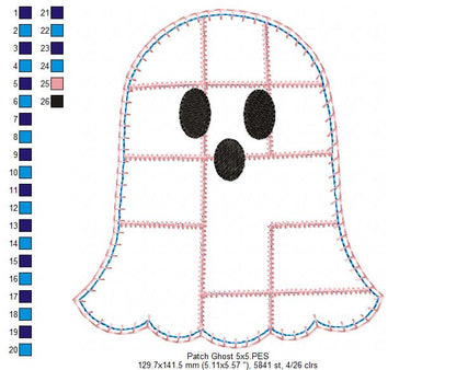 Sweet Patchwork Ghost – Applique – Machine Embroidery Design