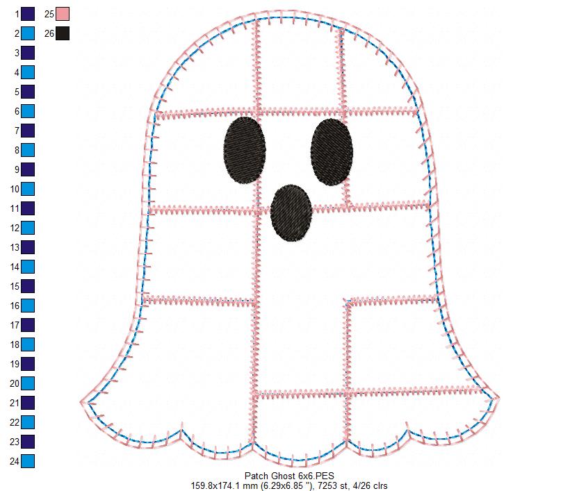 Sweet Patchwork Ghost – Applique – Machine Embroidery Design