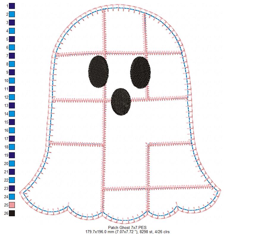 Sweet Patchwork Ghost – Applique – Machine Embroidery Design
