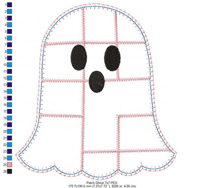 Sweet Patchwork Ghost – Applique – Machine Embroidery Design