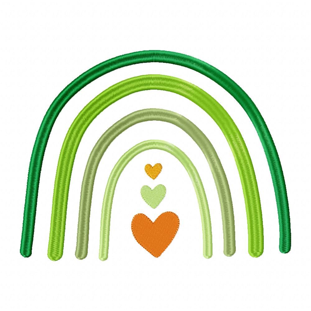 St. Patrick's Rainbow and Hearts - Fill Stitch - Machine Embroidery Design