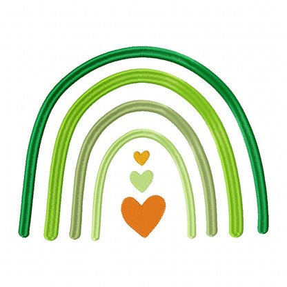 St. Patrick's Rainbow and Hearts - Fill Stitch - Machine Embroidery Design