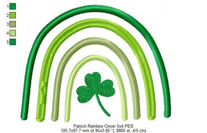 St. Patrick's Rainbow and Clover - Fill Stitch - Machine Embroidery Design