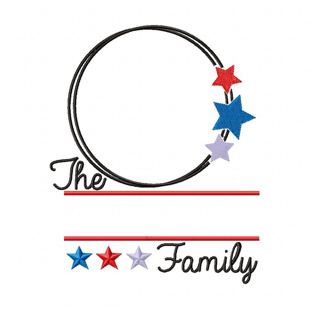 Patriotic Family Name Frame - Fill Stitch - Machine Embroidery Design