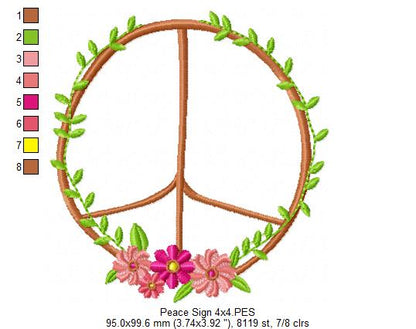 Peace Sign - Fill Stitch - Machine Embroidery Design