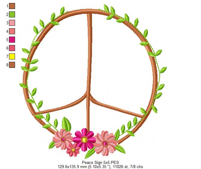 Peace Sign - Fill Stitch - Machine Embroidery Design