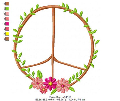 Peace Sign - Fill Stitch - Machine Embroidery Design