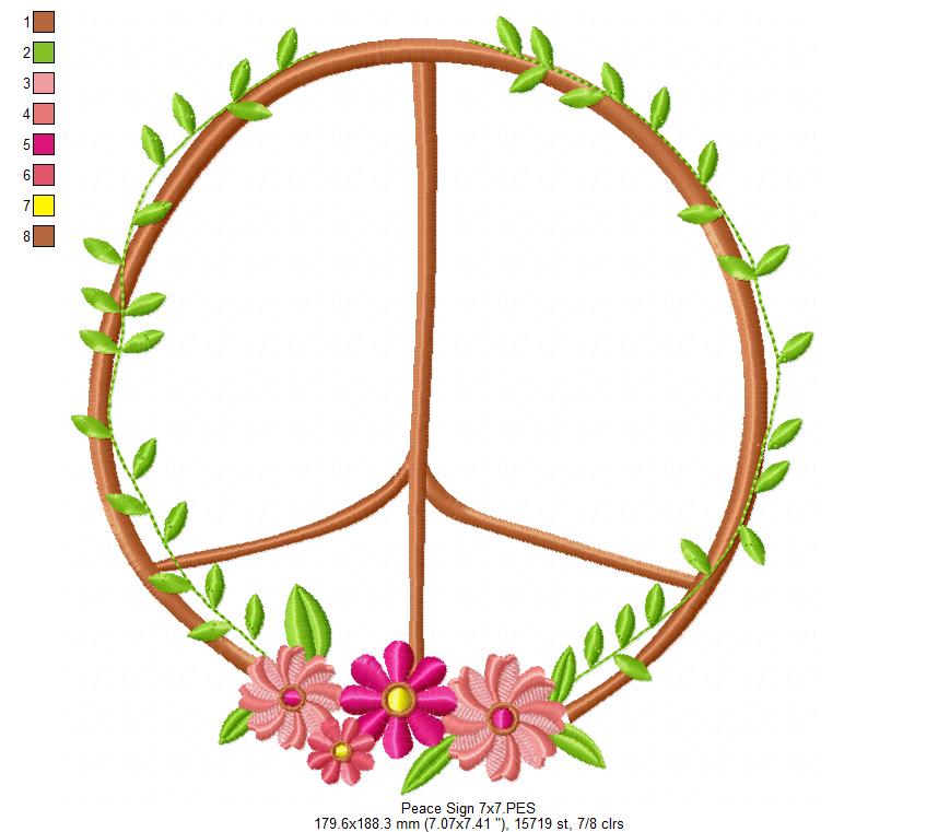 Peace Sign - Fill Stitch - Machine Embroidery Design