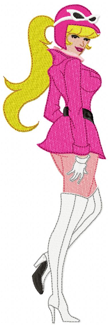 Pretty Pink Racer Girl – Fill Stitch – Machine Embroidery Design