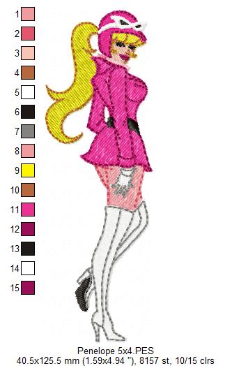 Pretty Pink Racer Girl – Fill Stitch – Machine Embroidery Design