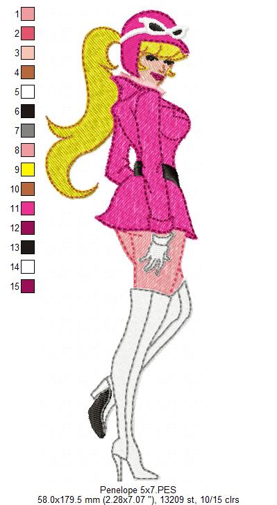 Pretty Pink Racer Girl – Fill Stitch – Machine Embroidery Design