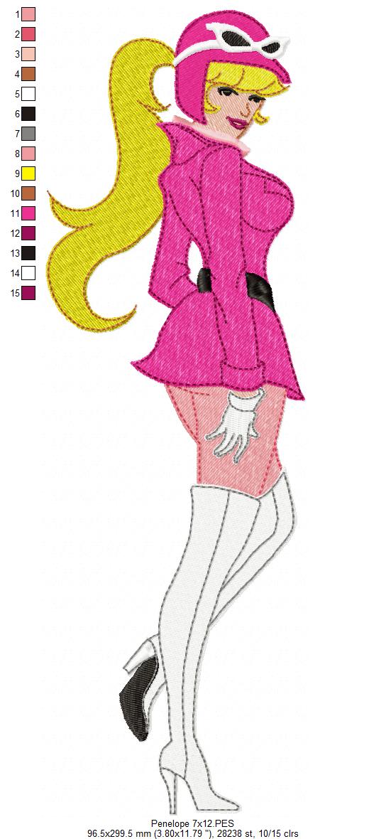 Pretty Pink Racer Girl – Fill Stitch – Machine Embroidery Design