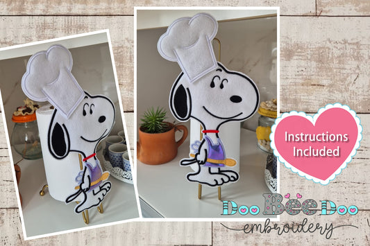 Snoopy Chef Paper Towel Holder Cover – ITH Project – Machine Embroidery Design