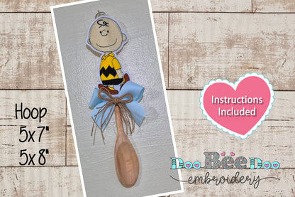 Charlie Brown Spoon Decoration – ITH Project – Machine Embroidery Design