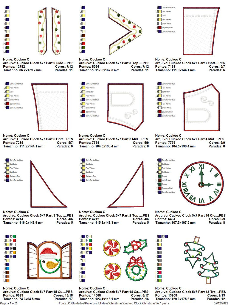 Set Christmas House and Cuckoo Clock - ITH Project - Machine Embroidery Design