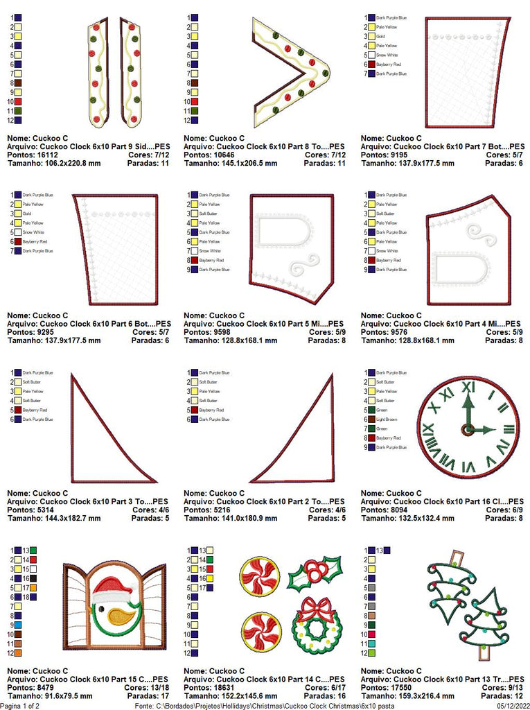 Set Christmas House and Cuckoo Clock - ITH Project - Machine Embroidery Design